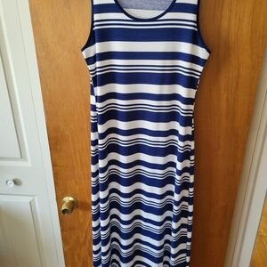 LuLaRoe Navy and White Striped Maxi Dress